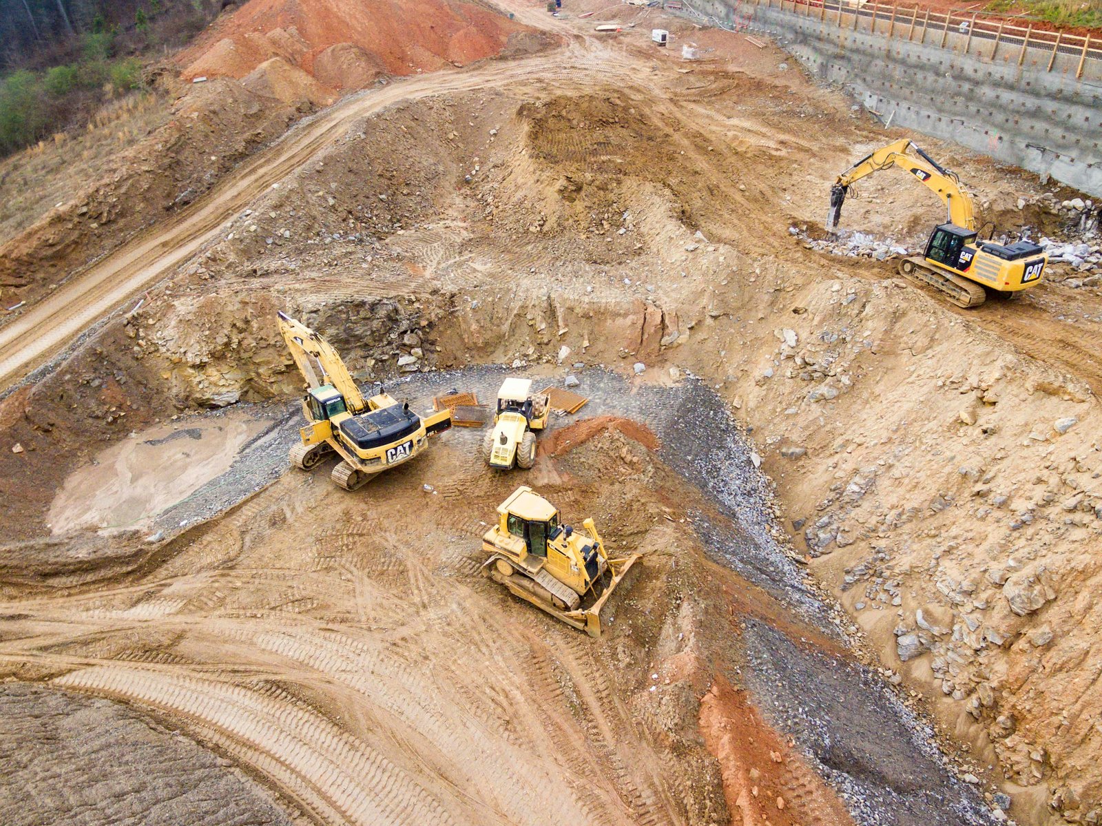 Construction site with heavy machinery